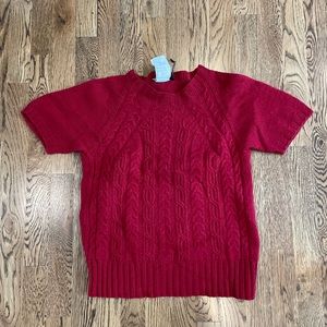Weekend by MaxMara cable knit red short sleeve sweater